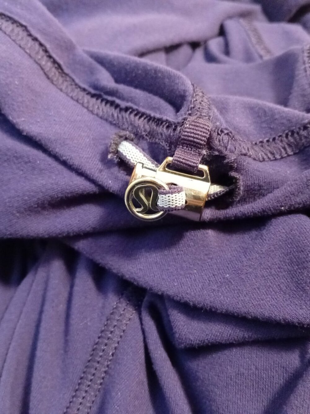 Lululemon Pedal Power Long Sleeve 6 Small Dense Purple Thumbholes Ruched Rulu - Picture 5 of 13